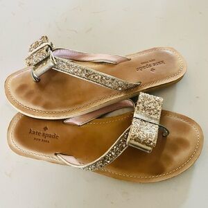 Kate Spade Glittery Gold Flip Flop Sandals